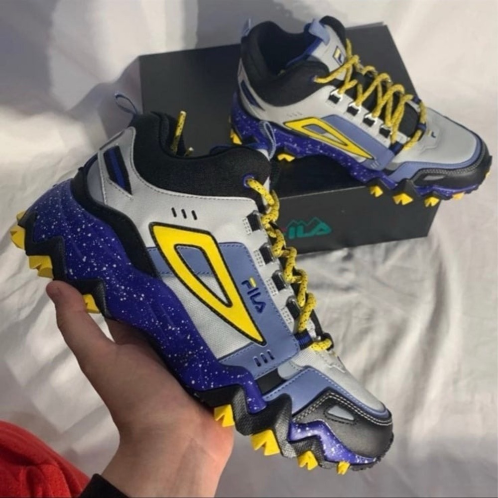Fila Oakmont Trail Mid Top Sneakers New Black Blue Yellow Mens 8 - Picture 2 of 7
